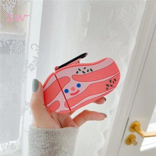 Cute cartoon meat streaky pig case for airpods 1 2 charging case soft silicone wireless bluetooth headset protective cover coke