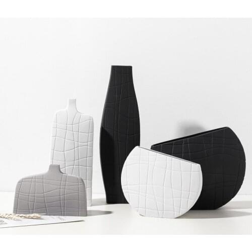 Nordic ins Scandinavian Minimalist Artwork Black And White Stripes Ceramic Vase Creative Design Desktop Home Decorations Europe