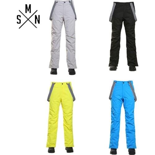 SMN Snowboard Pants Adult Men Solid Color Windproof Waterproof Breathable Warm Winter Outdoor Snowboarding Bib Sport Trousers