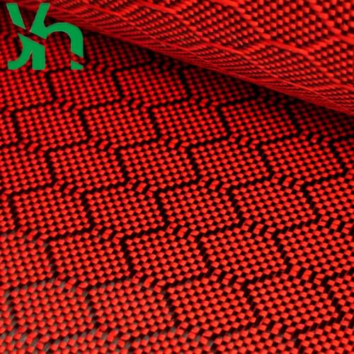 3K240g red football pattern carbon fiber cloth, aromatic carbon mixed woven cloth personalized automobile parts surface decorati