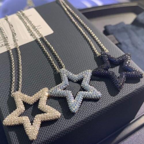 UMGODLY Fashion Necklace Silver Color Sky Blue Lagoon Star Pendant Paved Zirconia Adjustable Women Brand Jewelry Gift