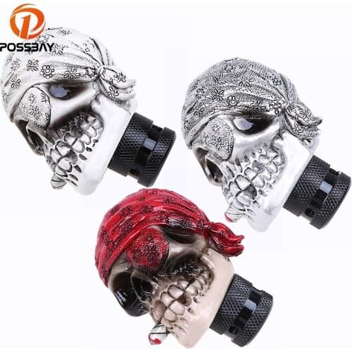 POSSBAY Universal Car Gear Shift Knob Manual Gear Stick Shift Shifter Lever Knob Resin Wicked Carved Skull Decoration Gear Stick
