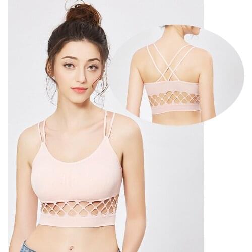 Womens Erotic Lingerie Sexy Girl Sports Bra Vest Comfortable and Breathable Pure Cotton Ladies Underwear Hollow Perspective Bra