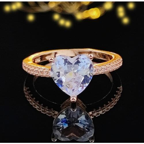 Real 925 Sterling Silver Ring Finger heart shape promise fashion Ring for girl love Women Jewelry Wedding Engagement R4597S