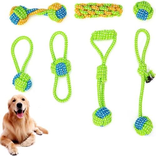 Pet Dog Chew Toys Toy Bite Rope Double Knot Cotton Rope Funny Cat Toy Bite Resistant and Sharp Teeth Pet Supplies Puppy Toys