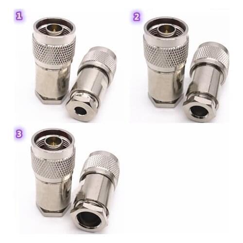 10PCS N Male Plug RF Coaxial Connector Clamp for RG58 LMR195/RG6 LMR300/RG8 LMR400 Cable