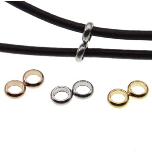 100pcs Rose Gold Stainless Steel Double Hole Spacer Beads for Jewelry Making fit 2-8 MM Rope Necklace Positioning Stopper Beads