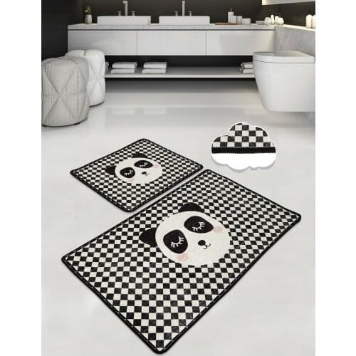 2 Pcs Panda Decoration Decor Door Rugs Home Floor Carpet For Doormat Bathroom Kitchen Living Room Anti-Slip Bath Mats Outdoor