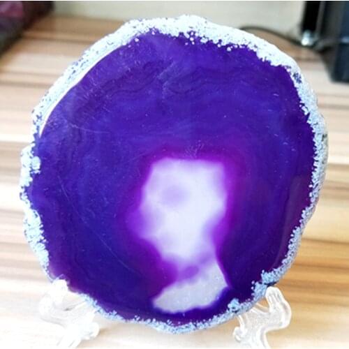 85-90mm Agate natural UNIQUE quartz crystal druzy rock thin slice