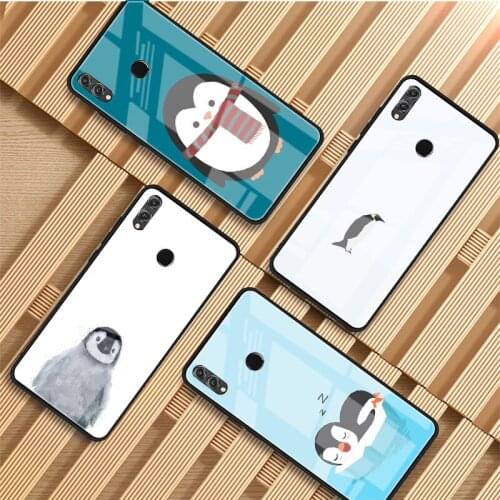 Cute cartoon animal penguin Tempered Glass Phone Case For Huawei P20 P30 P40 P40 Lite Pro Psmart Mate 20 30 Cover Shell