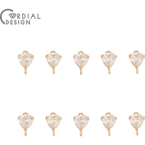 Cordial Design 100Pcs 7*11MM Jewelry Accessories/CZ Charms/Heart Shape/DIY Connectors/Hand Made/Jewelry Findings & Components