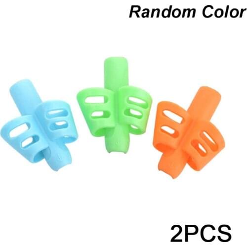2pcs Colorful Kid Finger Pen Pencil Holder Help Learn Holder Writing Corrector Silicone Writing Tool random color