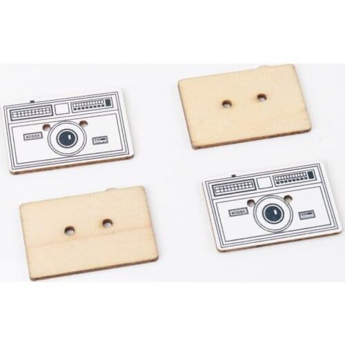 Camera Pattern diy Wooden Buttons Botones Handmade Accessories Decoration Sewing Scrapbooking Crafts Mix 30x20mm 20pcs MZ62