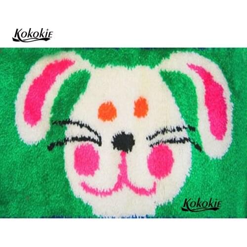 Diy tapijt foamiran for needleworksets knooppakket bear crochet tapis latch hook rug canvas printing rabbit home mat vloerklee