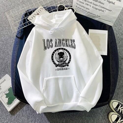 Flannel Los Angeles Womens Hoodies American Loose Sweatershirt Female Casual City Pullover Girls Street Style Jumper Sudaderas