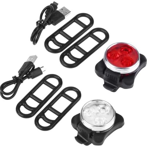 Bicycle Headlight Tail Lamp 4 Modes USB Rechargeable Cycling Bright Bicycle Light Outdoor Waterproof Front Tail Clip Light Lamp