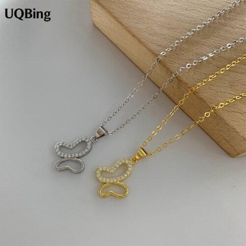 925 Sterling Silver AAA Crystal Butterfly Pendant Wedding Necklaces For Women & Girls Party Gift