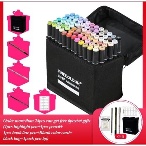 Finecolour EF103 Alcohol Based Art Markers With Bag 12/24/36/48/60/72/240 Colors Oily Soft Double-Headed Marker Pen Professional