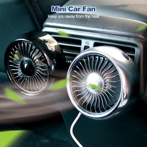Mini Car Fan for Air Vent/Dashboard 3 Speeds USB Cooling Fan with Cable Built-in Colorful LED Light