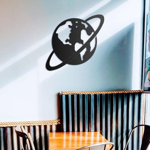 World Metal Black Decor Creative Wall Art Decorative Nordic Style Large Wall Decor Study Room Living Room Office Home Decoration