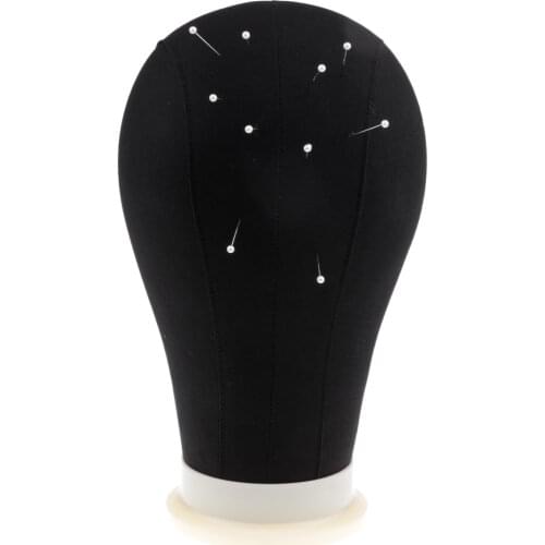 Multi Size-Poly Canvas Block Head For Wig Making Drying Styling Coloring Balck with 10pcs Head Pins