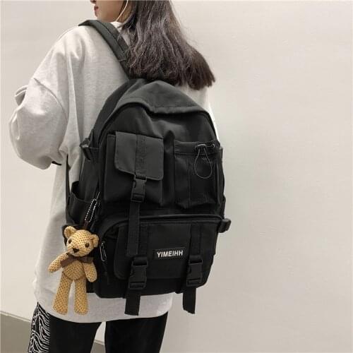 Fashion Womens Backpack Summer Nylon Solid Color Schoolbags Of Girls Waterproof Large-capacity Backpack With Many Pockets 2021