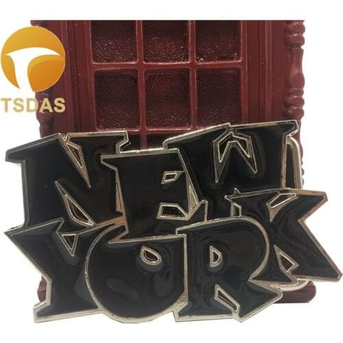 NEW YORK Black Pattern Luxury Men Silver Belt Buckles Christmas Gift