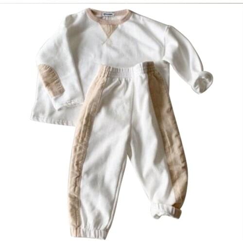 2021 South Korea autumn new boys' and girls' personalized color casual sweater set childrens cotton sport set