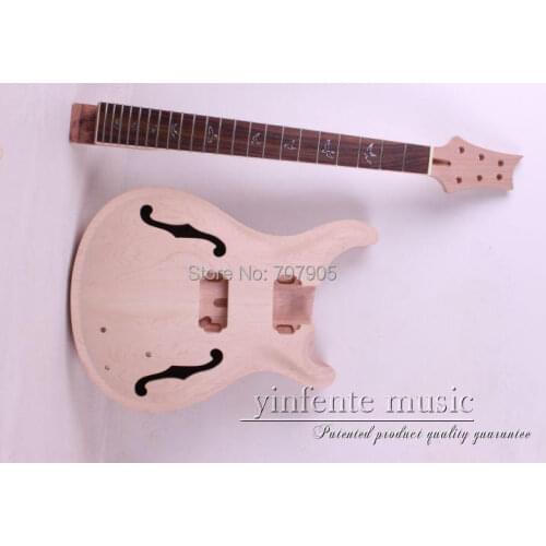 One Unfinished electric guitar neck head and body rose wood fingerboard F hold