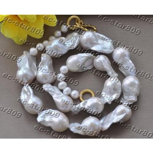 Z11243 21" 28mm Baroque Round White Reborn Keshi Pearl Necklace Woman Fine Jewelry