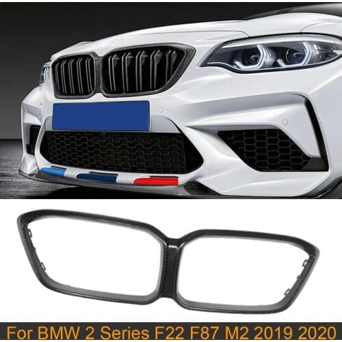 Car Front Bumper Grill Grille Frame for BMW 2 Seires F22 F87 M2 2019 2020 Competition Carbon Fiber Front Grill Grille Frame Mesh