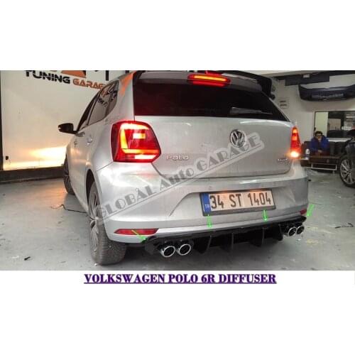 For Volkswagen Polo 6R Diffuser 2009 2010 2011 2012 2013 2014 2015 2016 2017 Extension Rear Bumper Attachment Car Styling Auto