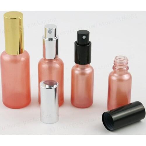 12 x 100ml 50ml 30ml 10ml Pink Glass Perfume Bottle With Aluminium Mist Spray 1oz 1/2oz1/3oz 5/3oz2.2oz Cosmetic Containers