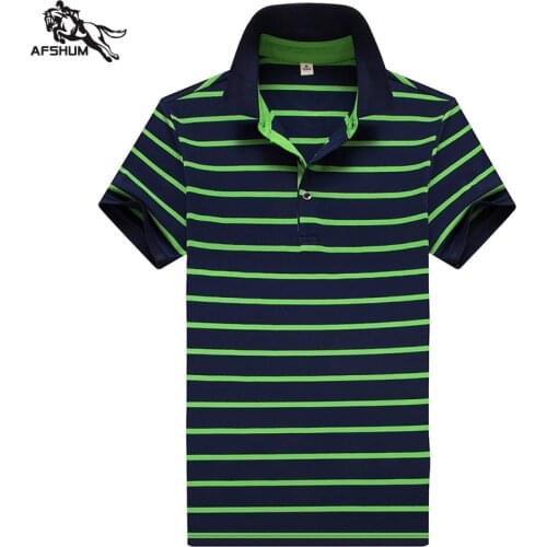 Polo shirt men Summer new stripe Cotton mbroidery Top Mens short-sleeved polo shirt Mens business casual polo shirt 8819 M-4XL