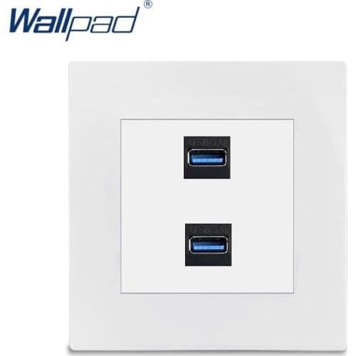 2 USB 3.0 Socket Charge Wallpad Luxury White Wall Electrical Outlet Sockets PC Panel