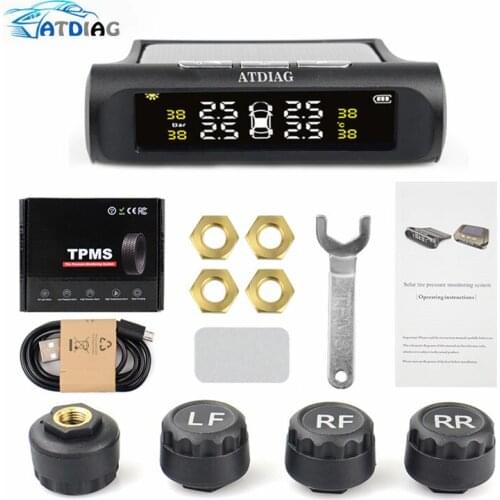 Smart Car TPMS Tire Pressure Monitoring System Solar Power Digital TMPS LCD Display USB Auto Security Alarm Tire Pressure Sensor