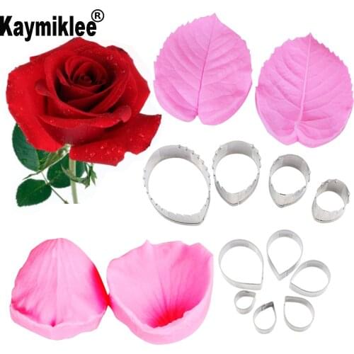 Rose Flower-Making Silicone Mould Accessories Stainless Steel Cutter Gum Paste Floral Petal Cutter Silicone Veiners Mold CS230
