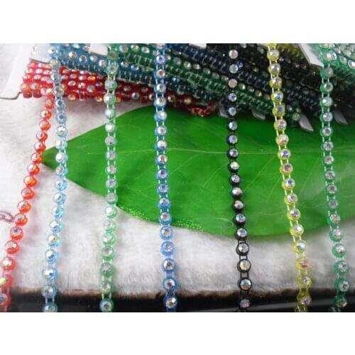 SS18 A grade clear AB crystal glass 4.5mm rhinestones plastic banding setting costume applique wedding decorations chain 1 yard