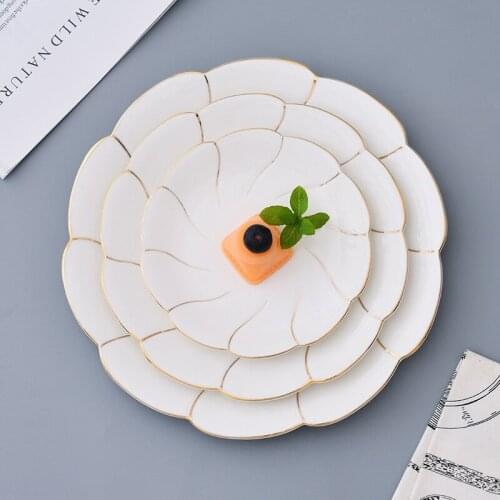 Dinner Plate Flat Tray Steak Dish Platos Ceramic Spaghetti Dish Cake Plate Tray Nordic Breakfast Simple Assiette Round Dish 1pcs