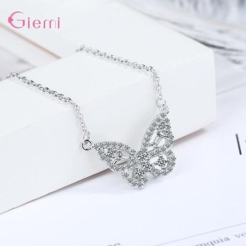 Temperament Summer Chokers Pendant For Women Girl Delicate Crystal Rose Gold Butterfly Chain Jewelry 2020 Korean Necklaces