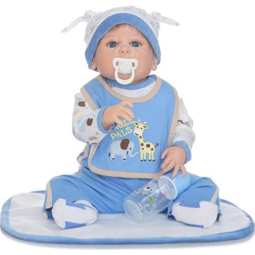 57cm Full Vinyl Lifelike Handmade Soft Touch Newborn Baby Reborn Dolls Kids Toys Birthday Xmas Gift Blue Eyes