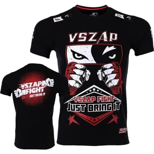 VSZAP fist fight fighting sports MMA sports T-shirt wulin feng tai boxing broadcast short sleeve men martial arts
