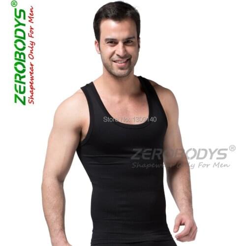 ZEROBODYS Mens Body Shaper Quick Dry I-Shaped Compression Vest Wear Slimming Shapewear Belly Fat Burning Men Sportwear B369