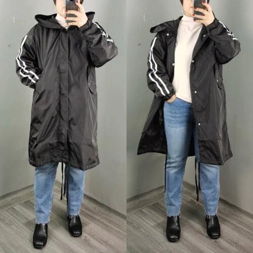 Women Spring Trench Coat Lady Long Coats Female Outerwear Asymmetry Hem Hooded Casaco Feminino Oversized Loose Oversize S6-9608