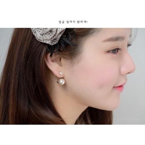 2021 Fashion Jewelry Double Side Star Models Imitation Simulated Pearl Ball Earrings Gold Silver-color Stud Earring for Women