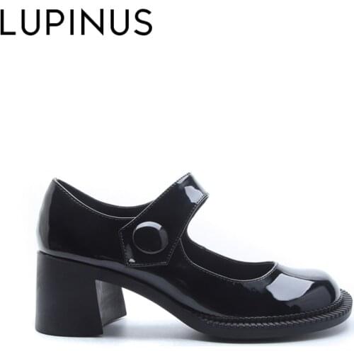 LUPINUS Fashion Chunky Heel Women Shoe 2021 New Retro Patent Leather Women Mary Jane Shoe Classic Round Head Women Leather Shoe