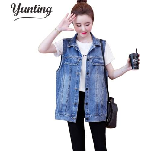 Spring summer 2021 new womens fashion slim big size student lapel denim vest coat cheap wholesale