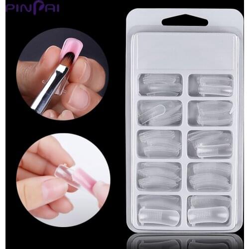 100 Pcs/Set Reusable Nail Art Gel Mold Form False Tips Quick Building Extension UV Nail Gel Fake Tip Manicure Tool Mold