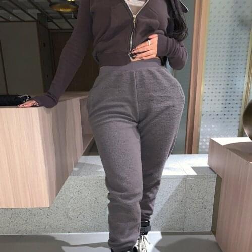 4 Colors Fleece Commuter Elastic Waist Bag Hip Straight Cuff Sports Trousers