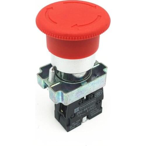 6pcs XB2 BS542 Red Mushroom Head Emergency Stop Pushbutton Switch Turn to Release 1 NC Rotate Reset 22mm Mounting Hole